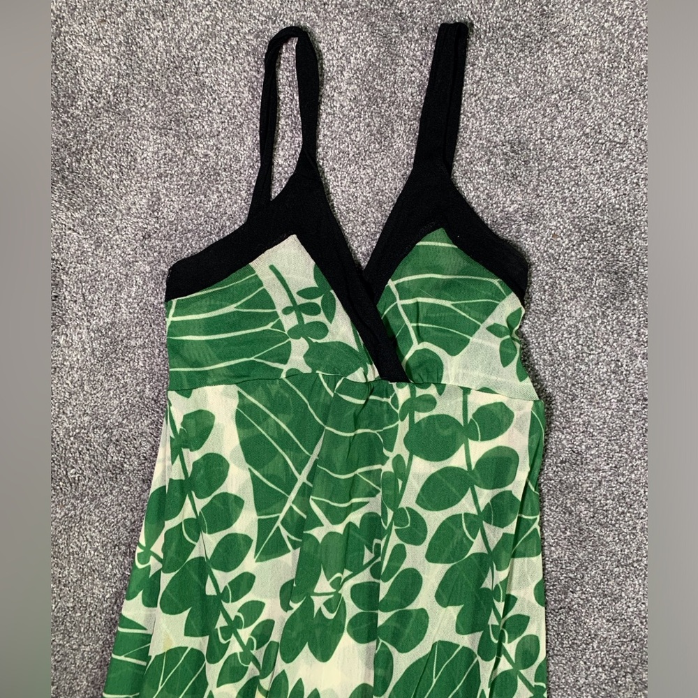 Micro Mesh Floral Dress Black Green Floral Size Small 100 % Nylon - Picture 5 of 9